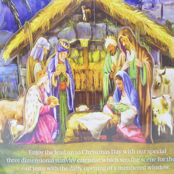 Nativity Countdown Calendar 3 Dimensional Christmas Pop Up Advent No Chocolate - Picture 5 of 9